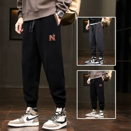 春季春秋款哈伦休闲裤男生束脚青少年灯芯绒裤子男士运动卫裤男裤商品大图