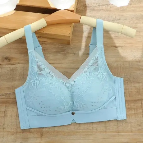 夏季内衣女薄款小胸聚拢收副乳防下垂上托透气洞洞杯文胸蕾丝胸罩商品大图