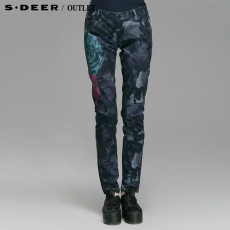 【新品】sdeer圣迪奥专柜正品复古感印花印染长裤4380867商品大图