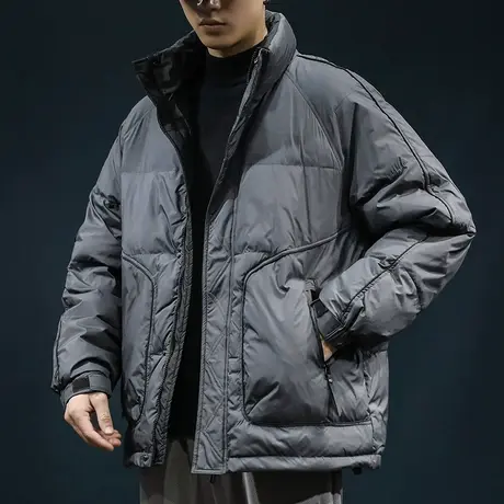 冬季美式潮牌立领工装白鸭绒外套2024新款男士加厚保暖抗寒羽绒服商品大图