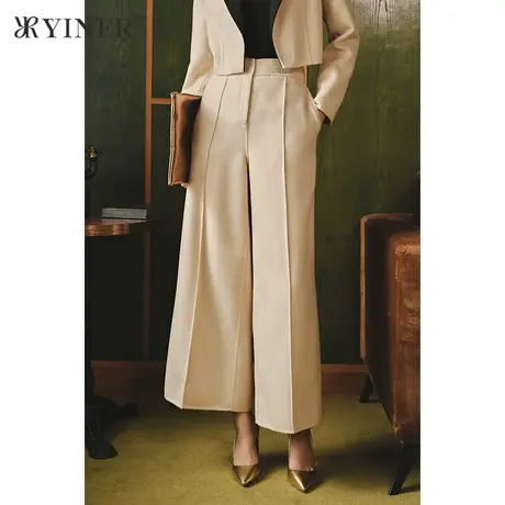 *【1996系列】音儿女装2021冬季新款纯羊毛阔腿休闲裤商品大图