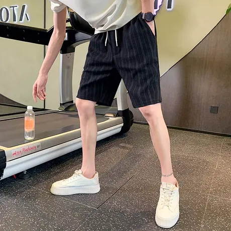 夏季男短裤五分裤裤子休闲潮流时尚个性潮男薄款条纹运动卫裤中裤商品大图