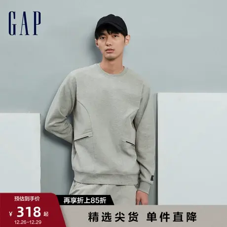 Gap男装冬季新款LOGO加绒保暖宽松圆领卫衣套头运动上衣837422图片