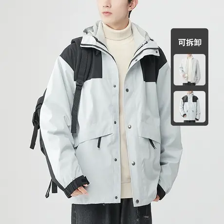 男士户外冲锋衣内胆三合一外套男春秋2024年新款摇粒绒上衣登山服商品大图