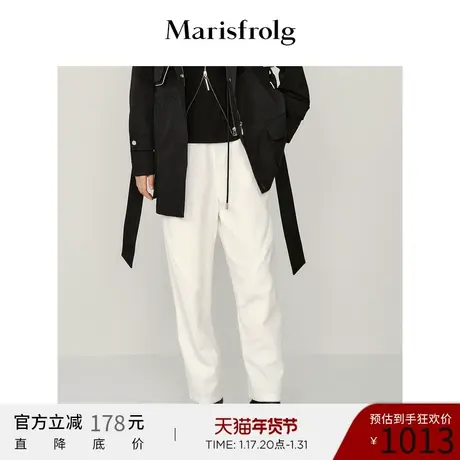 【商场同款】玛丝菲尔春季新款白色灯芯绒萝卜裤休闲裤子商品大图