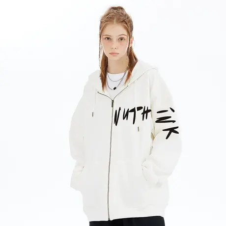 Nuthink美式高街vibe风开衫卫衣男冬季潮牌ins加绒加厚大码外套潮商品大图