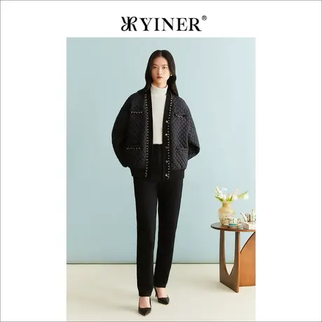 YINER音儿女装冬季短款法式优雅加厚夹克保暖白鸭绒羽绒服图片