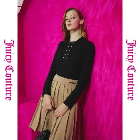 Juicy Couture橘滋秋女女装年新款气质百搭双排扣翻领女毛衣商品大图