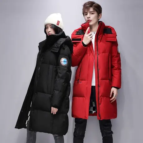 雪中飞羽绒服女2023新款冬季中长款连帽简约防寒保暖韩版情侣外套图片