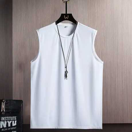 夏季男士男款衣无袖背心潮流时尚印花冰丝薄款透气体恤衫潮流男装商品大图