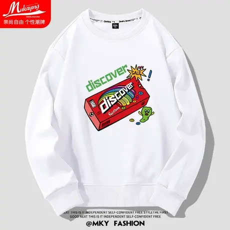 欧美街头潮流创意个性印花圆领卫衣男士简约百搭时尚薄款秋季外套商品大图