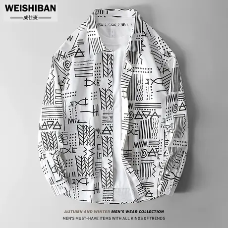 春秋季小众设计翻领休闲长袖衬衫男2022年高级感美式衬衣型外套潮商品大图