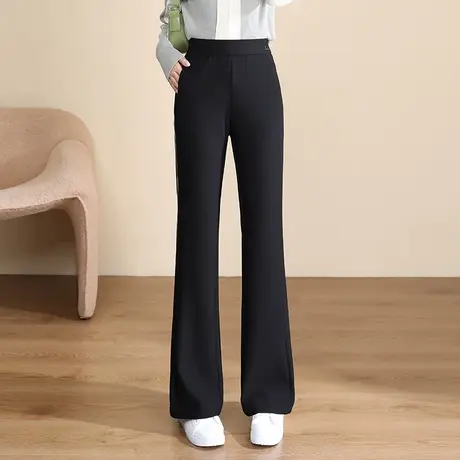 2023秋季新款微喇裤女高腰时尚侧条纹休闲裤显瘦百搭运动喇叭长裤商品大图