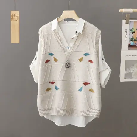 2023年新款秋冬季V领针织马夹背心女式套头外穿上衣毛衣坎肩外套图片