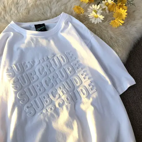 欧美高街短袖t恤潮牌女2021宽松韩版ins设计感小众chic港味上衣服商品大图