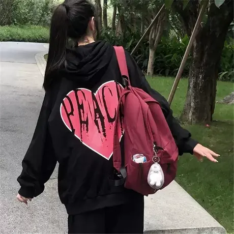 美式复古卫衣女宽松韩版ins设计感小众上衣春秋薄款oversize外套商品大图