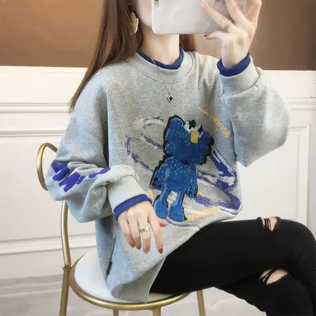 早秋装卫衣女春秋季韩版宽松薄款初秋百搭小个子假两件上衣外套潮图片