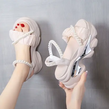 小个子增高跟凉鞋女夏季时尚休闲2023新款女鞋松糕厚底沙滩凉鞋子商品大图