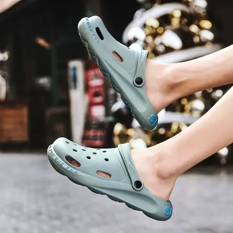 防水雨鞋男时尚钓鱼鞋洗车工作胶鞋户外溯溪涉水鞋沙滩洞洞凉拖鞋商品大图