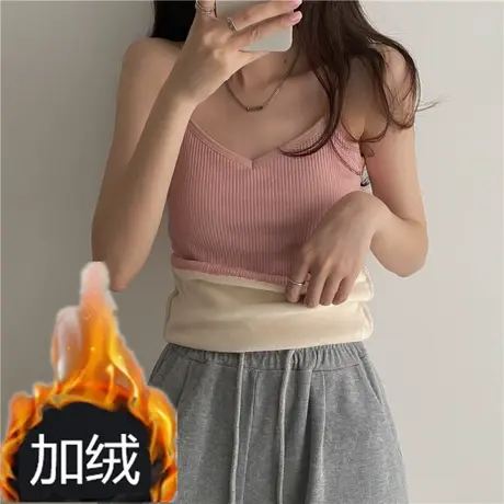加绒吊带运动背心女2023新款纯色韩版内搭打底上衣外穿潮秋冬图片
