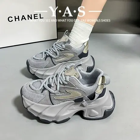 炸街显脚小厚底老爹鞋女春季超火百搭2024新款爆款增高休闲运动鞋图片