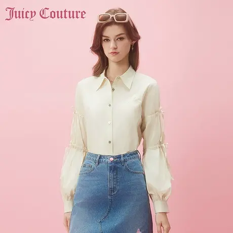 Juicy Couture橘滋春夏新款衬衫长袖抽带立体刺绣温柔通勤女商品大图