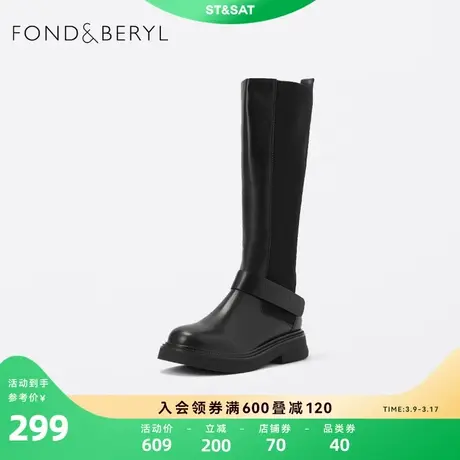 菲伯丽尔高筒切尔西靴秋冬新款圆头厚底潮酷长靴子FB24117084商品大图