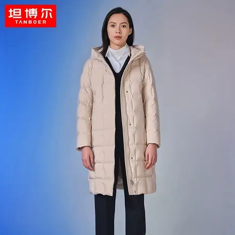 【商场同款】坦博尔高端鹅绒羽绒服女中长款时尚保暖外套TB331788商品大图