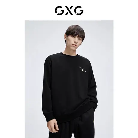 【新款】GXG男装 秋季男士休闲刺绣舒适圆领卫衣男GHC131012H商品大图