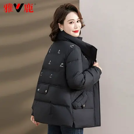 雅鹿中年妈妈装羽绒服女短款立领2023新款中老年洋气品牌外套冬季图片