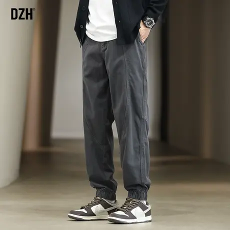 男士深灰色纯棉工装裤男束脚秋季休闲裤子2023新款哈伦裤百搭男裤商品大图