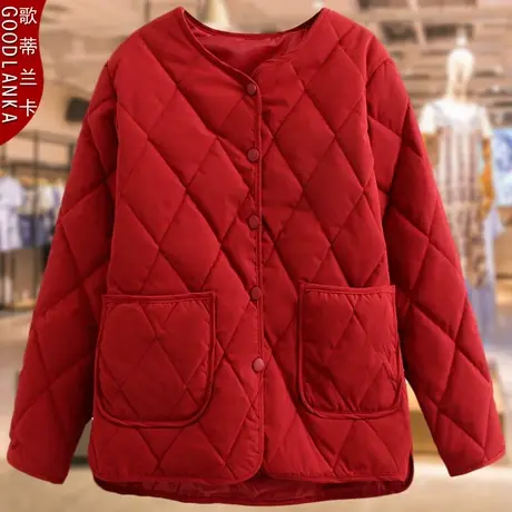 加肥加大码胖妈妈秋冬装羽绒棉服宽松时尚立领保暖小棉袄棉衣外套商品大图