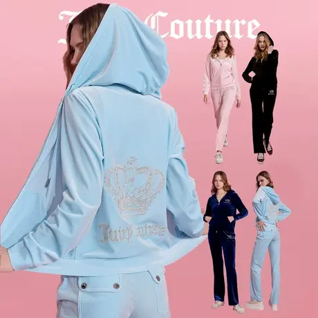 Juicy Couture橘滋外套女2025年夏新款皇冠烫钻天鹅绒丝绒上衣图片