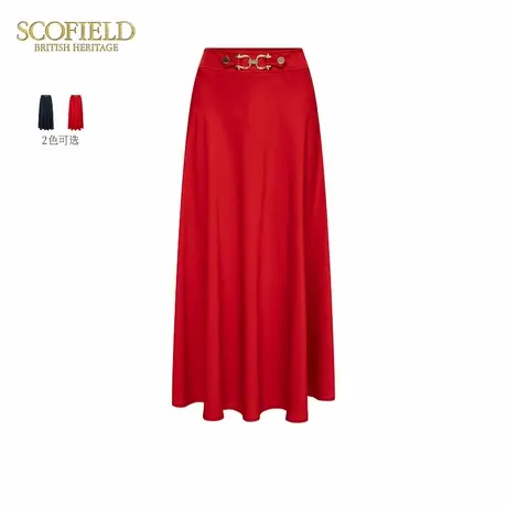 Scofield女装优雅都市风纯色半身裙高腰A摆金属装饰2025夏季新品图片