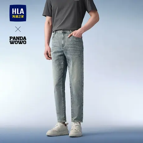 HLA/海澜之家panda wowo熊猫牛仔九分裤25春夏新微弹中腰锥形裤男商品大图