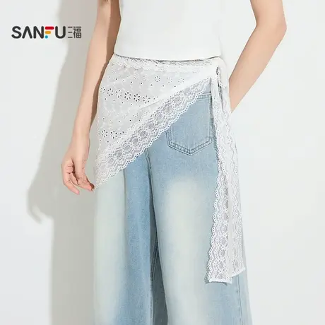 三福女夏季甜美蕾丝花边三角屁帘 时尚休闲叠穿配饰装饰503907商品大图