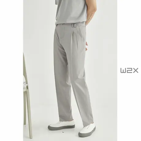 w2x夏季薄款细羊毛直筒宽松阔腿西装裤男休闲长裤子坠感百搭男裤商品大图