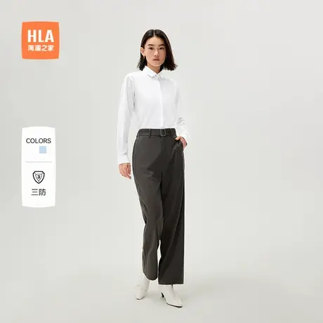 【三防科技】HLA/海澜之家长袖女士正装白衬衫秋新款含莫代尔衬衣商品大图
