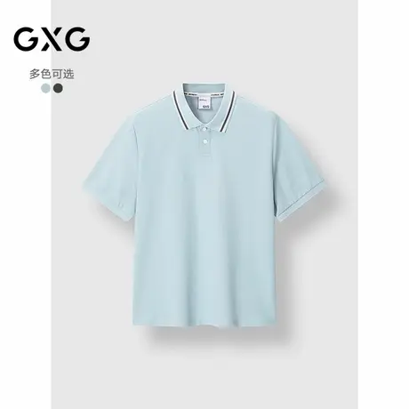 GXG男装 经典领口条纹POLO衫通勤时尚短袖上衣 2025春季图片