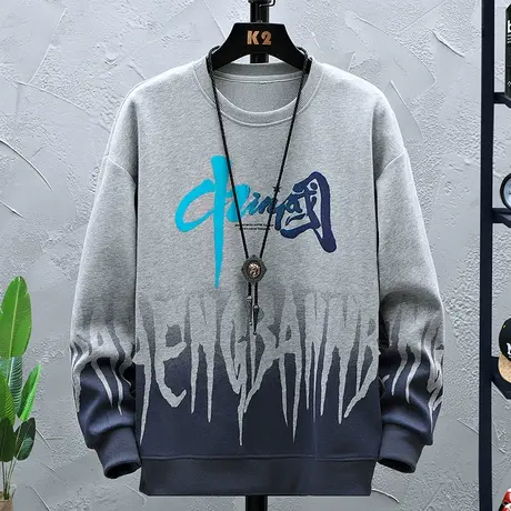 13岁男孩秋冬款棉感卫衣14初高中学生长袖T恤12-15大童加绒打底衫图片