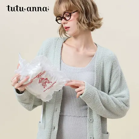 tutuanna半边绒纯色胸口刺绣前开外套商品大图