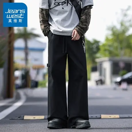 N5真维斯男士休闲裤2025新款秋季潮流宽松直筒工装阔腿裤男款裤子商品大图
