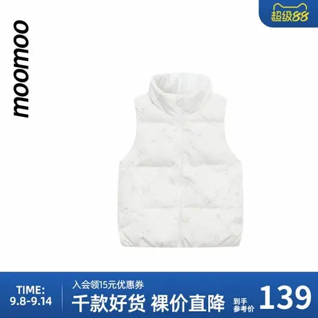 美特斯邦威童装女童绣花面料宽松小立领羽绒马甲初冬日常百搭冬款商品大图
