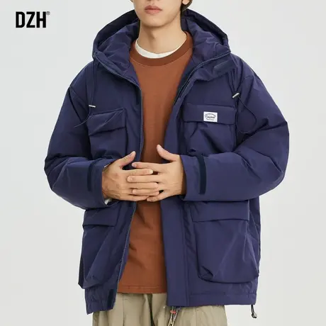 男士藏青色工装棉服男冬季加厚连帽厚外套潮牌户外冲锋衣冬装棉衣图片