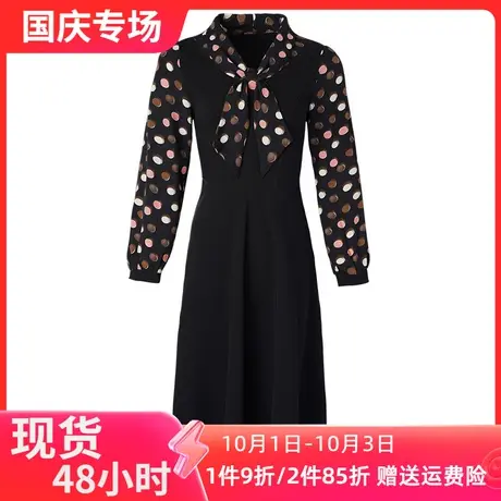 爱朴大码女装2023秋冬新款胖MM休闲设计感拼接高腰减龄a字连衣裙商品大图