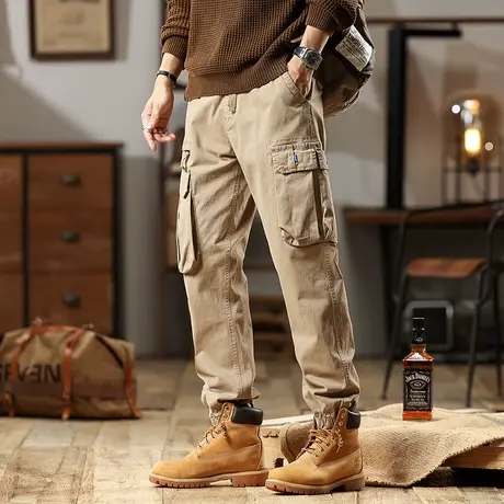 男款裤子舒适潮流长裤百搭男生长裤多口袋宽松时尚潮流工装裤男商品大图