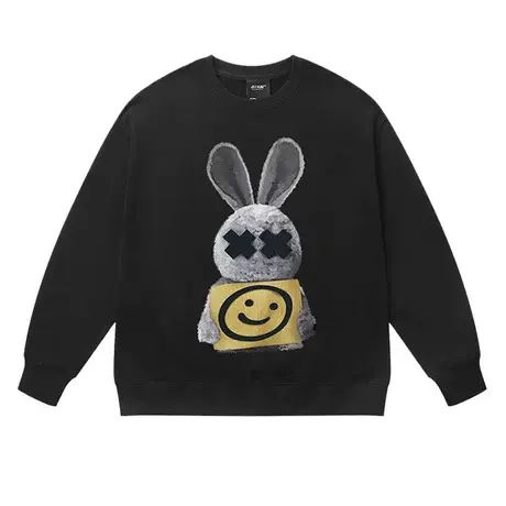美式高街嘻哈兔子印花圆领卫衣宽松潮牌oversize长袖秋冬ins外套商品大图