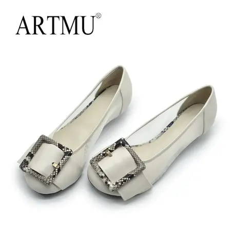 Artmu阿木原创方扣单鞋女低跟2cm镂空网面女鞋猫跟通勤黑色新款商品大图