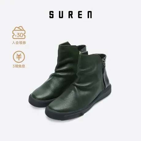 素人SUREN时尚复古真皮高帮女靴时装靴15DWY048商品大图