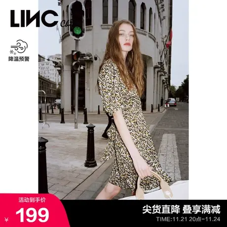 LINCCHIC金羽杰连衣裙女法式高腰碎花连衣裙女夏S212DR214图片